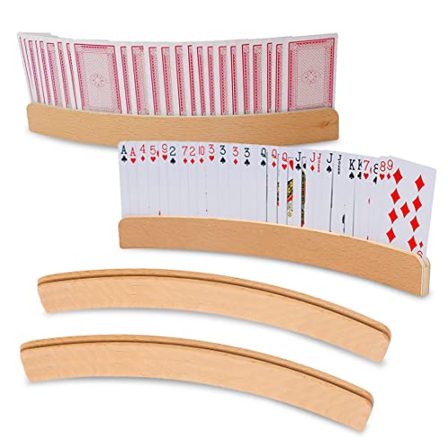 Spielkartenhalter Holz,Kartenhalter Spielkarten,Karten Halterung Kinder,2 Stück Spielkartenhalter für Senioren,Freisprech Kartenständer Holz Karten Halter für Kinder Erwachsene von O-Kinee