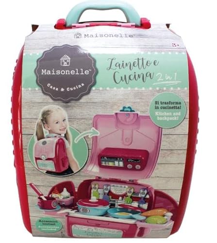 ODS - Maisonelle 2-in-1-Küchenrucksack, umwandelbar in Spielzeugküche, mit Zubehör, 21,5 L x 40 H x 39,5 T cm, Altersempfehlung +3 Jahre von O.D.S. SRL.