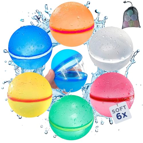 6 Wasserbomben wiederverwendbar, coole Wasserspielzeuge für Outdoor-Spaß, Pool- und Strandtage, Wasserballons für Kinder und Erwachsene, selbstschließende Splash Balls als Sommer Gadget von O³