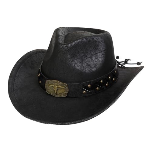 OAJABBGE Outdoor Cowboy Kappe Für Erwachsene Vintage Schnalle Gürtel Fedora Flachen Cosplay Kostüm Karneval Party von OAJABBGE