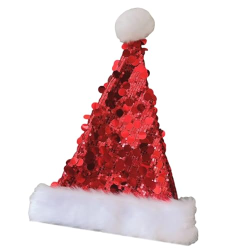 OAJABBGE Pompoms Weihnachten Weihnachtsmützen Für Kinder Erwachsene Familientreffen Große Pailletten Weihnachtsmützen Festival Requisiten Party Kopfbedeckung von OAJABBGE