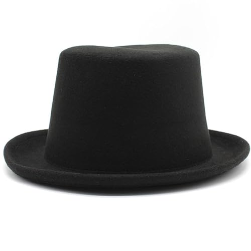 OAJABBGE Vintage Fedora Für Männer Und Frauen Mottoparty Mit Rollrand Woll Gentleman Zylinder Hippie Kappe Bühnen Requisiten Kostüm von OAJABBGE