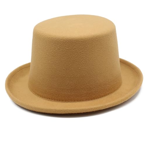 OAJABBGE Vintage Fedora Für Männer Und Frauen Mottoparty Mit Rollrand Woll Gentleman Zylinder Hippie Kappe Bühnen Requisiten Kostüm von OAJABBGE