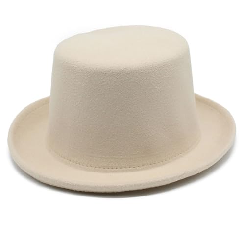 OAJABBGE Vintage Fedora Für Männer Und Frauen Mottoparty Mit Rollrand Woll Gentleman Zylinder Hippie Kappe Bühnen Requisiten Kostüm von OAJABBGE