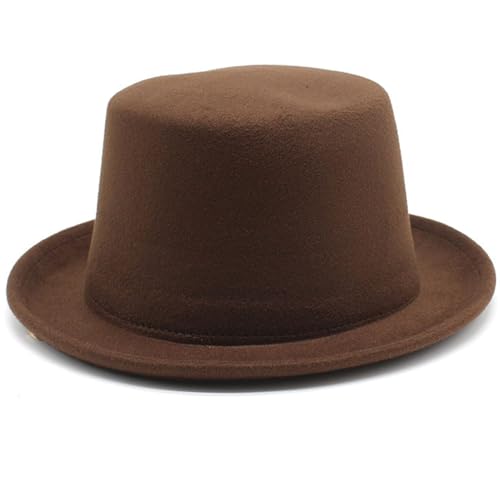 OAJABBGE Vintage Fedora Für Männer Und Frauen Mottoparty Mit Rollrand Woll Gentleman Zylinder Hippie Kappe Bühnen Requisiten Kostüm von OAJABBGE