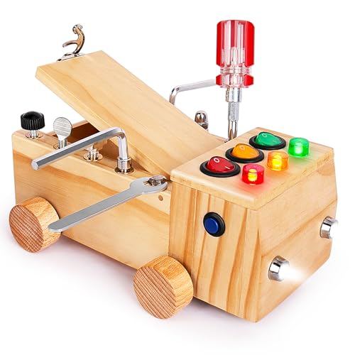 OAKJAR Montessori Schraubendreherbrett, Montessori Busy Board Spielzeug ab 1 2 3 Jahr, Montessori Activity Board Holzspielzeug Motorikspielzeug Lernspielzeug für Babys Kleinkinder Jungen Mädchen von OAKJAR