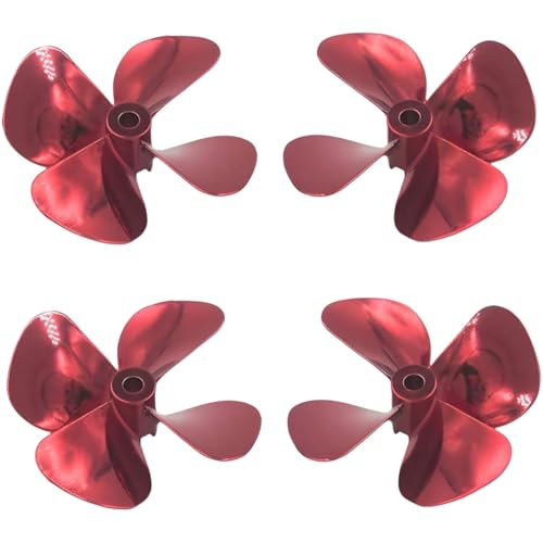 4-Blatt-Propeller aus Zinklegierung, langlebige Ersatz-Lüfterblätter for Schlepper, Angeln, ROV, RC-Boote, zwei Paar robustes Modellzubehör, 55 mm/60 mm Drehdurchmesser, Rechts- und Linkshänder(Red,60 von OAOAO