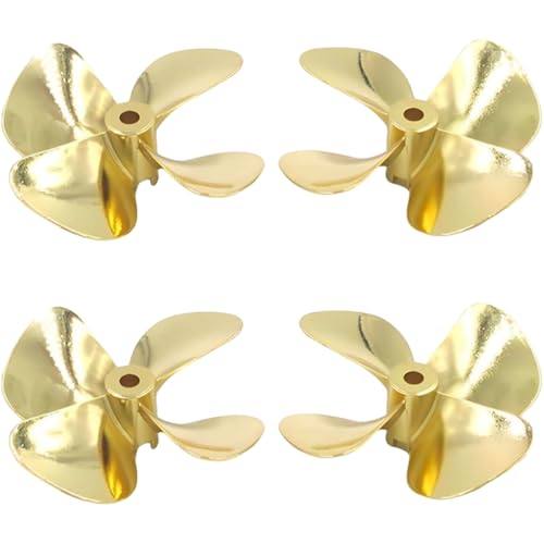 4-Blatt-Propeller aus Zinklegierung, langlebige Ersatz-Lüfterblätter for Schlepper, Angeln, ROV, RC-Boote, zwei Paar robustes Modellzubehör, 55 mm/60 mm Drehdurchmesser, Rechts- und Linkshänder(Gold,5 von OAOAO