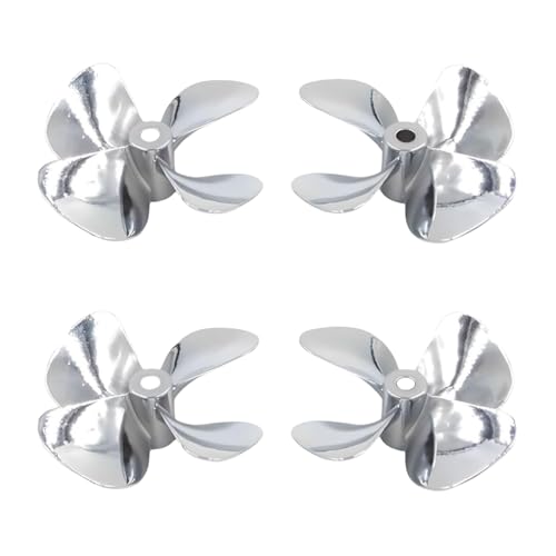 4-Blatt-Propeller aus Zinklegierung, langlebige Ersatz-Lüfterblätter for Schlepper, Angeln, ROV, RC-Boote, zwei Paar robustes Modellzubehör, 55 mm/60 mm Drehdurchmesser, Rechts- und Linkshänder(Silver von OAOAO