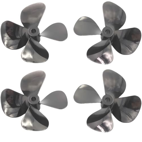 4-Blatt-Propeller aus Zinklegierung, langlebige Ersatz-Lüfterblätter for Schlepper, Angeln, ROV, RC-Boote, zwei Paar robustes Modellzubehör, 55 mm/60 mm Drehdurchmesser, Rechts- und Linkshänder(Black, von OAOAO