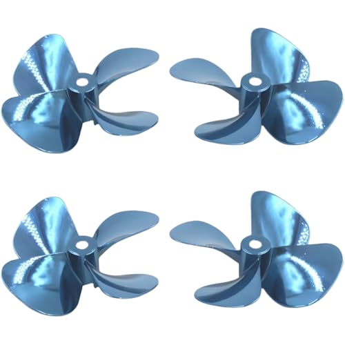 4-Blatt-Propeller aus Zinklegierung, langlebige Ersatz-Lüfterblätter for Schlepper, Angeln, ROV, RC-Boote, zwei Paar robustes Modellzubehör, 55 mm/60 mm Drehdurchmesser, Rechts- und Linkshänder(Blue,5 von OAOAO