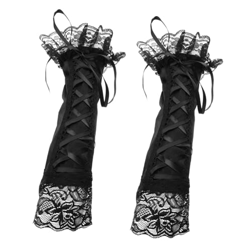 OATIPHO 1 Paar Spitzenhandschuhe Spitzenbesatz Schwarze Oberteile Für Damen Kostümfrauen Burlesque-outfits Für Frauen Kleiderhandschuhe Für Damen Teeparty-kostüm Armstulpen Für Damen Black von OATIPHO