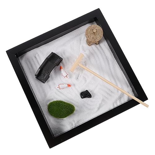 OATIPHO 1 Satz Artware Dekor Sandgarten-Box-Set Zen-Garten-Set Gartenrechen Aus Sand Zen-Garten-kit Wohnkultur Schreibtisch-sandkasten-Ornament Sandgartendekoration Stein Büro Yoga Holz von OATIPHO