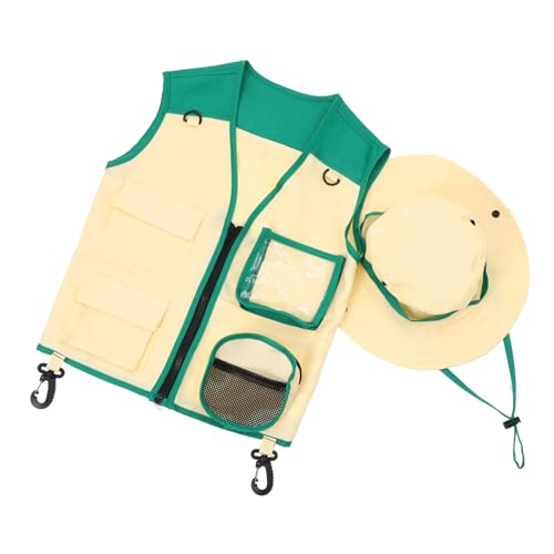 OATIPHO 1 Satz Entdeckerkleidung Outdoor draußen angelzubehör Bausatz Mini-Kit Jays Kid Explorer Weste Hut Entdeckerhut für Polyester Green von OATIPHO