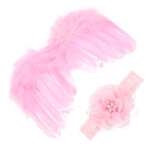 OATIPHO 1 Satz Fotoanzug Kinderkostüme -stirnband Flügel-kit Stirnband Für Babyfotografie Stirnbänder Stirnband Für Neugeborenes Kostüm Blumenstirnband Rosa Nylon von OATIPHO