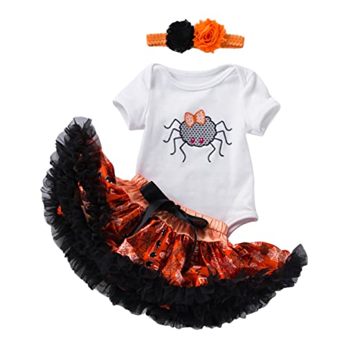 OATIPHO 1 Satz Halloween-kleideranzug Erste Mädchen Unterlage Outfits Kleinkind Kleidung Halloween Kostüme Strampler Halloween-babyspielanzug Mit Tutu-rock Garn von OATIPHO