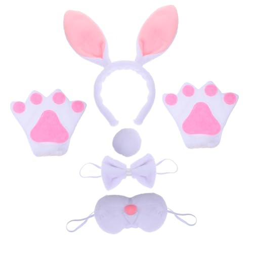 OATIPHO 1 Satz Hasenohr Stirnband bunny tail osterschmuck Tierische Osterdekorationen Hasenohren Haarband Kostüm Kaninchen Hasenohren-Stirnband Requisiten verkleiden Plastik Weiß von OATIPHO