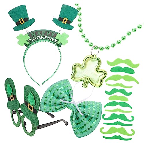 OATIPHO 1 Satz Irisches Fest Verkleiden Party Zubehör Grüne Accessoires Kette Kostüm Retro-sonnenbrille Schnapsgläser Patrick Fliege Patrick-day-dekoration Patrick-brille Gefühlt von OATIPHO