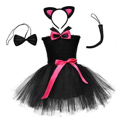 OATIPHO 1 Satz Katzenrock Anzug Kleidung Halloween-tutu-anzug Halloween-tutu-kleid Tutu-kleid Für Mädchen Kätzchenrock Für Mädchen Kostümanzug Für Tutu-rock Rosy Baumwolle von OATIPHO