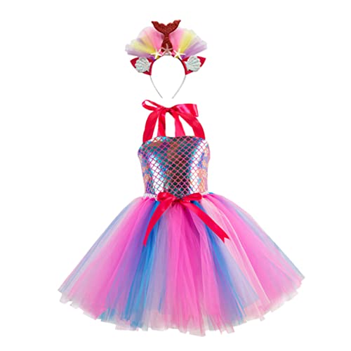 OATIPHO 1 Satz Mesh-Rock haarband hair-band geburtstags e girl kleidung partykleid Mädchenkleid Kindergazerock Party-Cosplay-Rock Kinderkleid entzückendes ärmelloses Kleid Stoff Rosa von OATIPHO