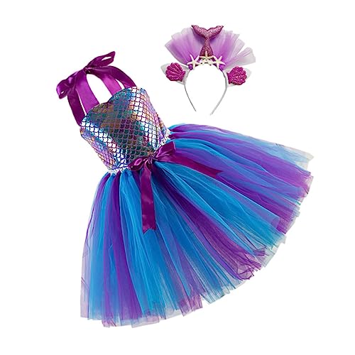 OATIPHO 1 Satz Mesh-Rock kinderkleider kinderkleidung tanzkleider cosplay kinderbekleidung Kleid und Haarreifen Leistungszubehör Performance-Rock Hochzeitskleid für Stoff Violett von OATIPHO