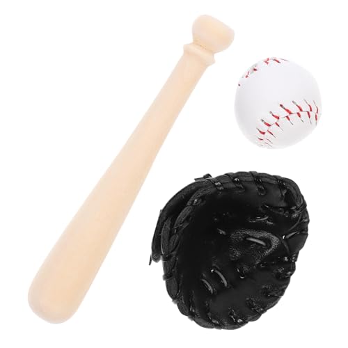 OATIPHO 1 Satz Puppenhaus-Sportartikel Schaumstoffbälle Miniatur Mini-Basketball sportgeräte kleine deko weicher Ball Baseballschläger Rollenspielset Mini-Baseball hölzern Black von OATIPHO