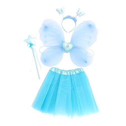 OATIPHO 1 Satz Schmetterlingsflügel vierteiliges Set Tutu Kleinkind Mädchen Tüllrock rosa Ballettröckchen kinderkleider kinderkleidung Partyzubehör Mädchen, das Kleid durchführt Stoff Blue von OATIPHO