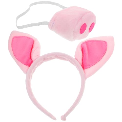 OATIPHO 1 Satz Stirnband-set Tierohren Tiere Tierisches Cosplay-haarband Stirnbänder Wildschweinnase Schweinekostüm Halloween Hörner Stirnband Schweineohren-kopfschmuck Rosa Pp Baumwolle von OATIPHO