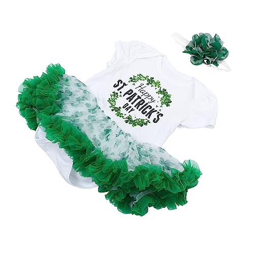 OATIPHO 1 Satz -Stramplerkleid Babykleidung kinderkleider Kleinkindkleidung igelkostümkinder Pumphose Mädchenkleidung grünes tutu für st. Patricks Tag st. Patricks Rock Gittergewebe von OATIPHO