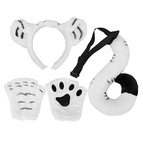 OATIPHO 1 Satz Tiger-Stirnband-Set haarband geschmücktes Zubehör Kinderspielzeug tierkostüme für kinderfasching Ohren Stirnband Cosplay-Tier-Requisite Stoff Weiß von OATIPHO