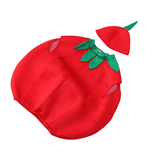 OATIPHO 1 Satz Tomate Kinderkleidung Stroh Zubehör Für Rollenspiele Mit Früchten Mädchen Hut Paillette Spitze Frucht-cosplay-outfit Kostüm Hut Tomaten-performance-kostüme Party Rot Tuch von OATIPHO