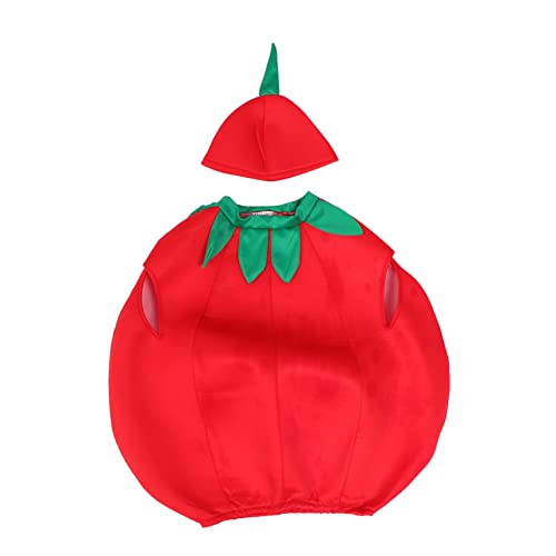 OATIPHO 1 Satz Tomate Kinderkleidung Tomate Kinderkostüm Abschlussball Anzug Lustiger Hut Accessoires Für Mädchen Tomaten-cosplay-kleid Obstkostüm Kleinkind Kleinkindermützen Rot Tuch von OATIPHO