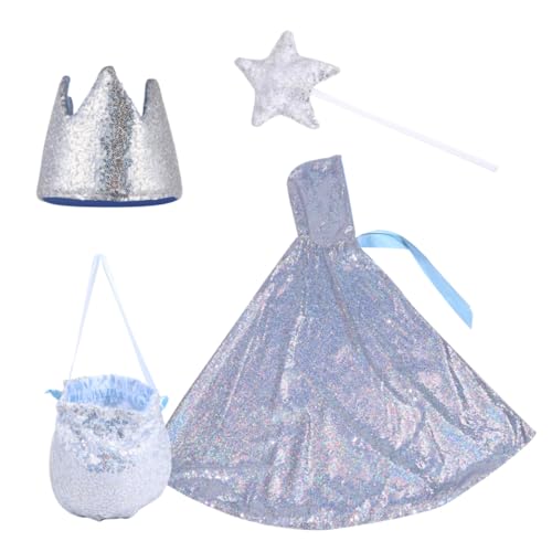 OATIPHO 1 Satz Umhang-Set fairy wand halloween umhang für christmas decoration weihnachtsklamotten weihnacjtsdeko Kinderkostüm entzückender Umhang Cape-Anzug Mantel Nylon Silver von OATIPHO