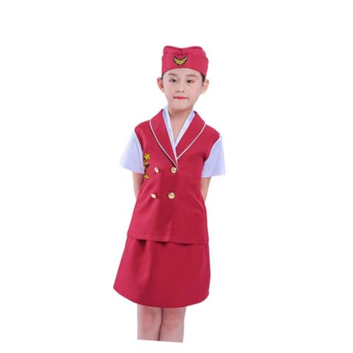 OATIPHO 1 Satz Werkzeug für Rollenspiele Kostüme für Mädchen Kinder Rolle Stewardess-Rollenspielkostüm Cosplay-Zubehör Kinder Cosplay Stewardess Performance-Kleidung von OATIPHO