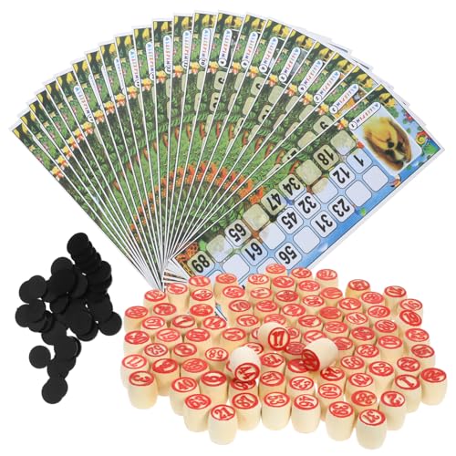 OATIPHO Spiel 1 Satz Zahlenschachspiel Bingo-Maschine Bausatz Dame Brettspiel Figurenschachspiel Kartenspiel Spielzeuge Unterhaltungsspiele Brettspielr Bingo-Tickets Zahlen-Bingo-Karten Hölzern von OATIPHO