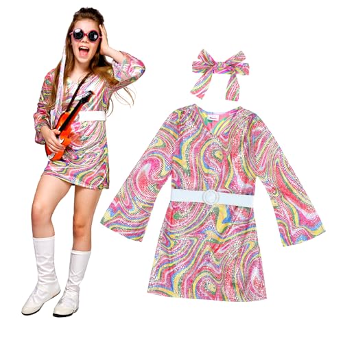 OATIPHO 1 Satz faschingskostüme fasnachtskostüme e girl kleidung festival outfit Bühnenkleidung Retro-Kleid für kleine Mädchen Flapper-Kleid Rave Disco-Kleid für Mädchen Disco-Kostüm Stoff von OATIPHO