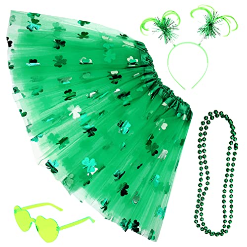 OATIPHO 1 Set Festival Rock Outfit Kostüm Hut Kleeblatt Brille Elegante Blusen Für Damen Grüne Ornamente Foto Ornamente Patrick Halskette St Patrick'S Day Cosplay Liefert von OATIPHO