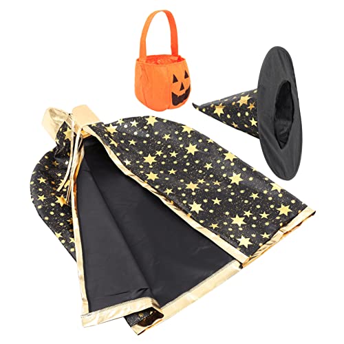 OATIPHO 1 Set Halloween Umhang Zauberer Anzieh Halloween Kostüm Goodie Bags Kostüme Zauberer Kostüm Cosplay Umhang Halloween Kleid Outfit Vliesstoff Schwarz von OATIPHO