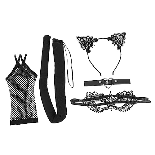 OATIPHO 1 Set Katzenohren Haarreif Masken Set Halloween Choker Und Handschuhe Cosplay Kostü Zubehör Für Feste Und Fotosessions von OATIPHO