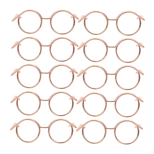 OATIPHO 10st Puppenzubehör Mini-gläser Zum Basteln Puppenbrillen Umrandete Puppenbrille Dekorative Glasdekore Brillen Zum Anziehen Der Puppe Lustige Brillendekore Puppe Mini-Brille Metall von OATIPHO