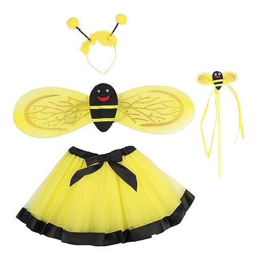 OATIPHO 1Set Bienen Kostü Mit Netzrock Und Flügeln Für Karneval Cosplay Und Partys 4 Teiliges Set Für Perfekt Für Festlichkeiten Und Aufführungen von OATIPHO