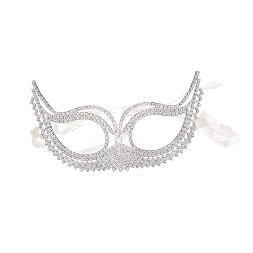 OATIPHO 1stk Maskerade Maske Kreative Maske Vintage-maske Halloween-party Maskerade Dame Maske Halloween Kreativ Party Einzigartige Maske Neuartige Gesichtsabdeckung Weiß Strasssteine von OATIPHO