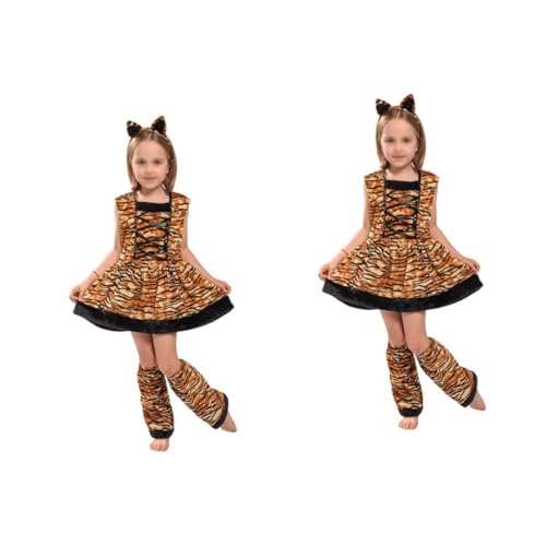 OATIPHO 2 Sätze Mädchenkostüm Kinderkleidung für Mädchen Tierkostüm für Kinder Mädchenkleidung Kinderkostüm Mädchen-Outfit Mädchen-Nachthemd Cosplay-Zubehör Kostüm für Rollenspiele Brown von OATIPHO