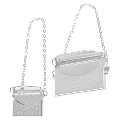 OATIPHO 2 Stück Mini Hauszubehör Aus Legierung Silber Mini Puppenkette Tasche Miniatur Tragetasche Fotografie Requisiten von OATIPHO