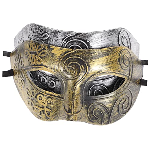 OATIPHO 2 Stück Vintage Venezianische Masken Für Herren Halbe Gesichtsdekoration Im Retro Stil Ideal Für Maskenball Halloween Und Karneval Bronze Und Silberimitat von OATIPHO