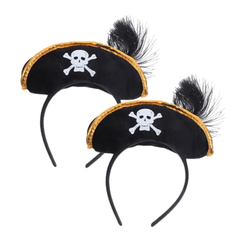 OATIPHO 2st -hut-stirnband Halloween-kopfschmuck Piratenhut Stirnband Piratenzubehör Lustige Kostüme Partyhüte Für Erwachsene Kostüm Hüte -piratenhut Zylinder Black Vlies von OATIPHO