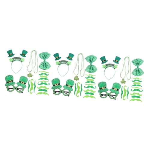 OATIPHO 3 Sätze Irisches Fest Verkleiden Grüne Accessoires Kette Party Retro-sonnenbrille Kostüm Zubehör Schnapsgläser Patrick-day-dekoration Patrick Fliege Patrick-brille Plastik von OATIPHO