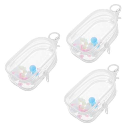 OATIPHO 3 Sets Show Tasche Spielzeug Durchsichtige Vitrine Schlüsselanhänger Lippenbalsam Halter Figuren Aufbewahrungstasche Winzige Puppentasche Plüsch Puppentasche Mit Schnalle von OATIPHO