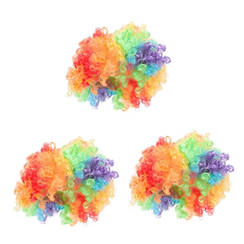 OATIPHO 3 Teiliges Farbfächer Perücke Kostüm Clown Meerjungfrau Perücke Zubehör Perücke Herren Lustig Weiße Afro Perücke Rote Perücke Clown Kostüm Rote Haare Perücke von OATIPHO