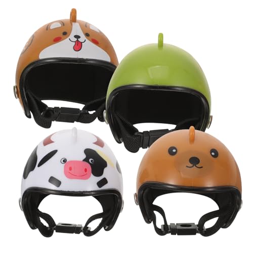 OATIPHO 4 Stück Schutzhelm hühnerhelme Helm für Hamsterhelm Mini-Helme PBR Hut Kleider Tiara Puppenhelm Haustier-Huhn-Helm Papagei Henne Mütze Kopfbedeckung Haustier Vogel Plastik von OATIPHO